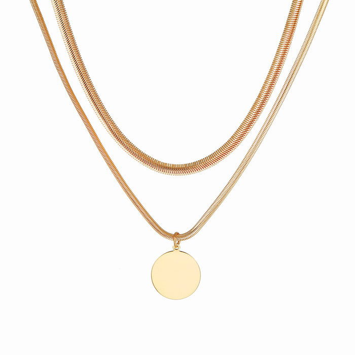 Wholesale Necklace Copper Round Plate Gold Snake Chain Clavicle Chain JDC-NE-ZhuJ018