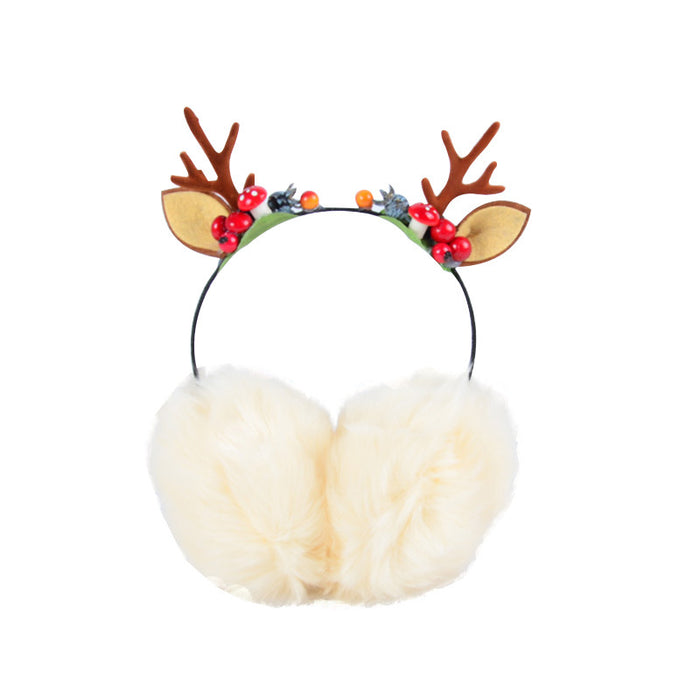 Wholesale Earmuffs Plush Warm Christmas Antler Berry JDC-EF-QingH001