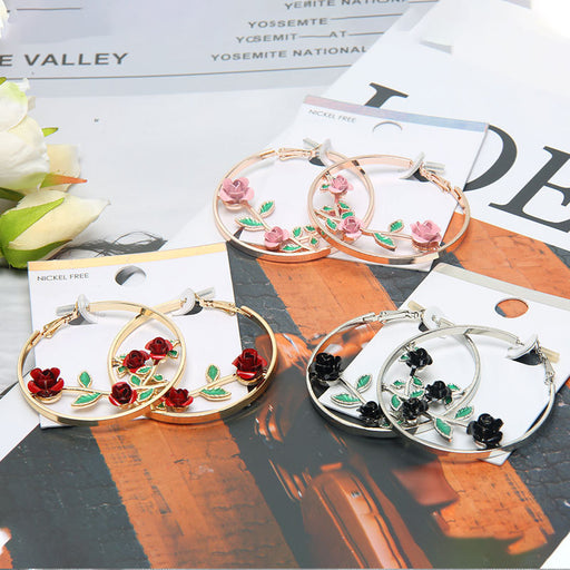 Jewelry WholesaleWholesale trend multicolor rose exaggerated Earrings JDC-ES-LanT001 Earrings 蓝塘 %variant_option1% %variant_option2% %variant_option3%  Factory Price JoyasDeChina Joyas De China