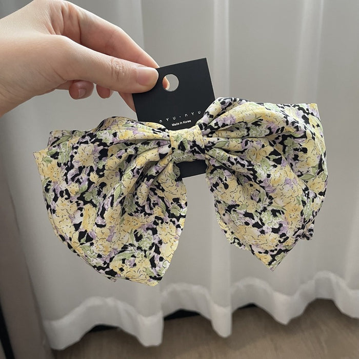 Wholesale hairpin cloth floral double bow spring clip JDC-HC-QZ003