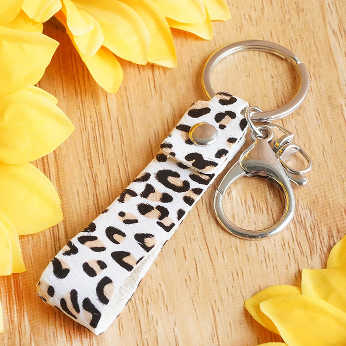 Wholesale Keychains Alloy Genuine Leather Leopard Zebra Cow Cow 3pcs JDC-KC-HeYi013