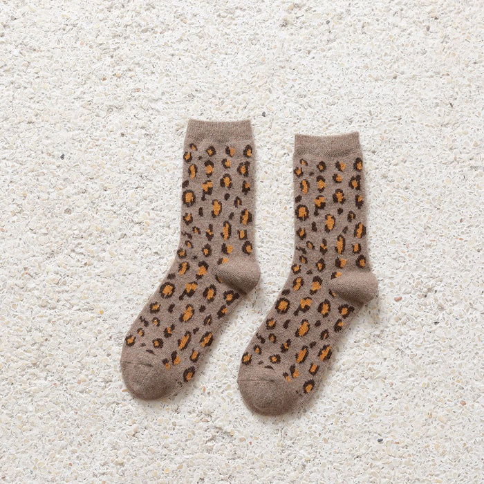 Wholesale Socks Wool Mid Tube Warm Thick Leopard Print JDC-SK-ChangShen002