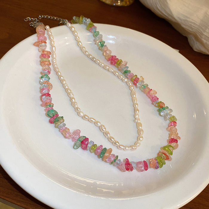 Collar de cristal de perlas de agua dulce vintage al por mayor jdc-ne-by073