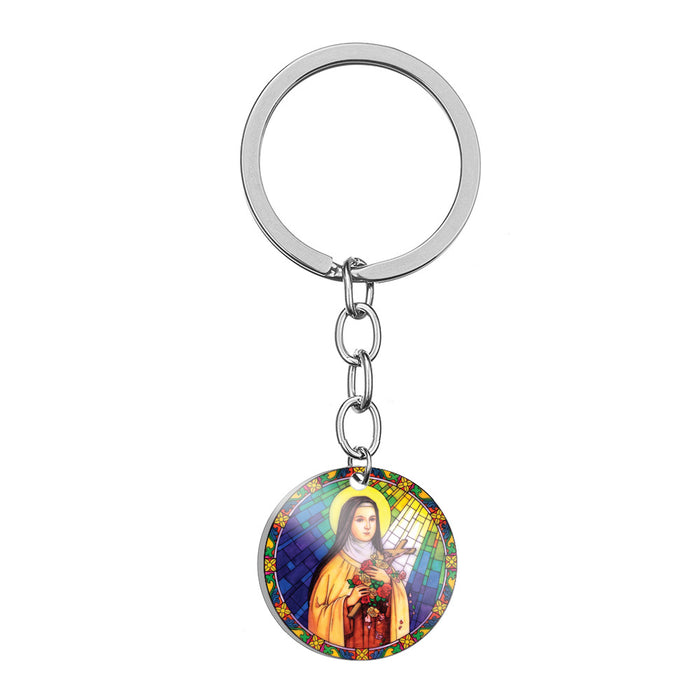 Wholesale Jesus Heart Virgin Mary Stainless Steel Keychain MOQ≥2 JDC-KC-HuanYu007