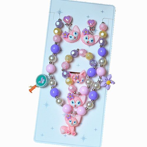 Wholesale Kids Necklace Bracelet Ring Ear Clip Girl Jewelry Princess Earring Set JDC-BT-XunO001
