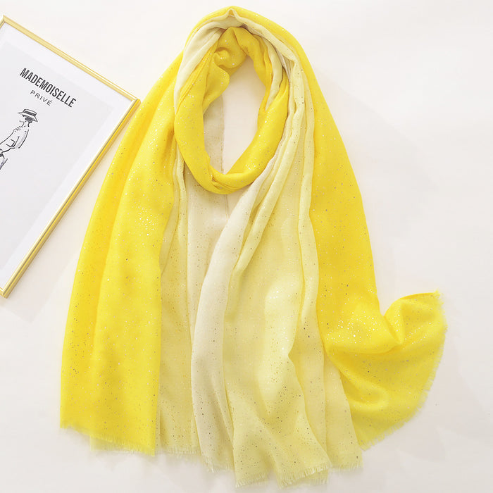 Wholesale Silk Scarf Polyester Fiber Solid Color Gradient Hot Stamping Shawl JDC-SS-Mifan003