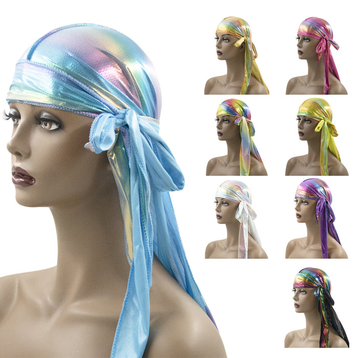 Wholesale solid color long tail pigtail pirate hat imitation silk turban hat JDC-FH-DCai004