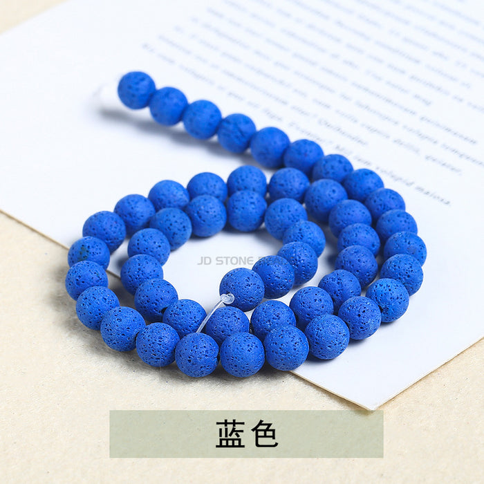 Wholesale Colored Volcanic Stone Loose Beads DIY Jewelry Accessories String Beads MOQ≥2 JDC-DIY-JingD001