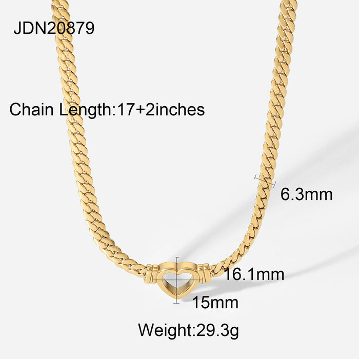 Jewelry WholesaleWholesale Stainless Steel Cuban Chain 14K Gold Plated Openwork Love Pendant Necklace JDC-NE-JD390 necklaces 杰鼎 %variant_option1% %variant_option2% %variant_option3%  Factory Price JoyasDeChina Joyas De China