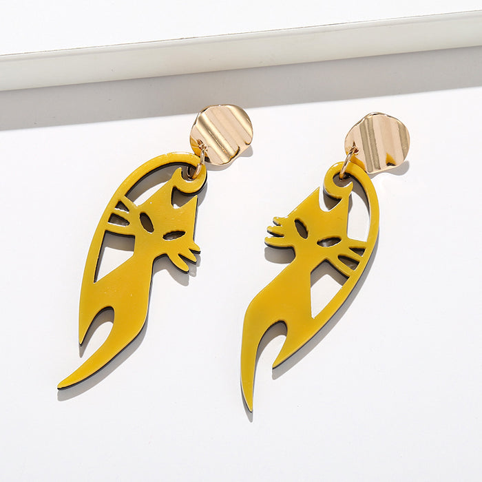 Wholesale Earrings Sheet Metal Fox Animal Cutout Earrings MOQ≥2 JDC-ES-yefen010