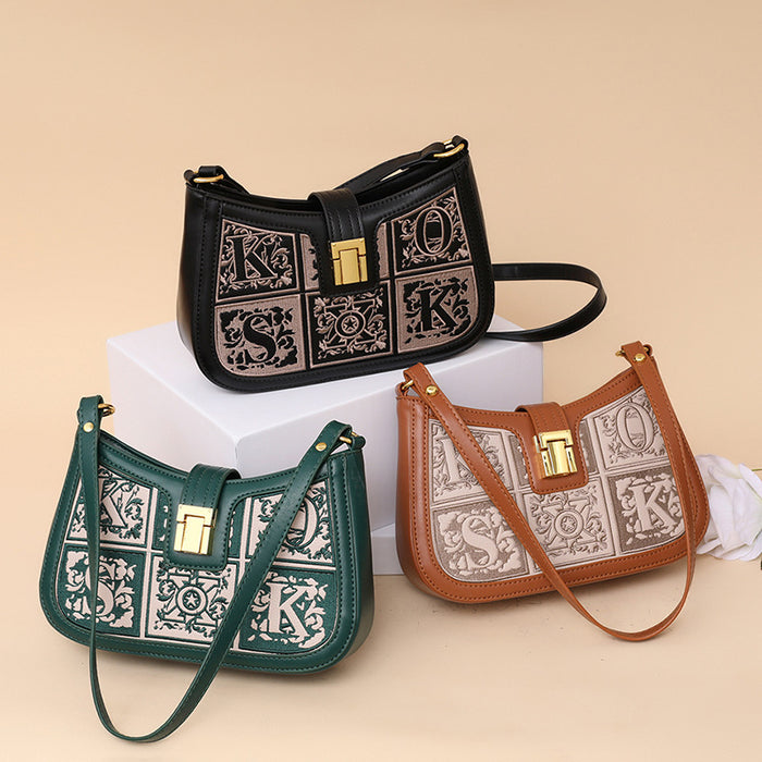 Wholesale Shoulder Bag PU Retro Embroidery Small Square Bag Diagonal JDC-SD-Qingm004