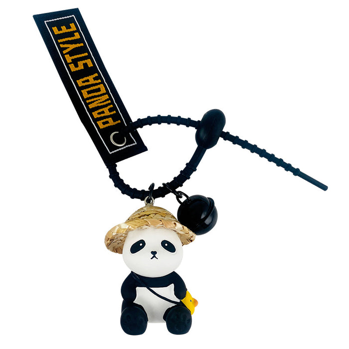 Wholesale Keychains Resin Straw Hat Panda Cartoon JDC-KC-HLei001