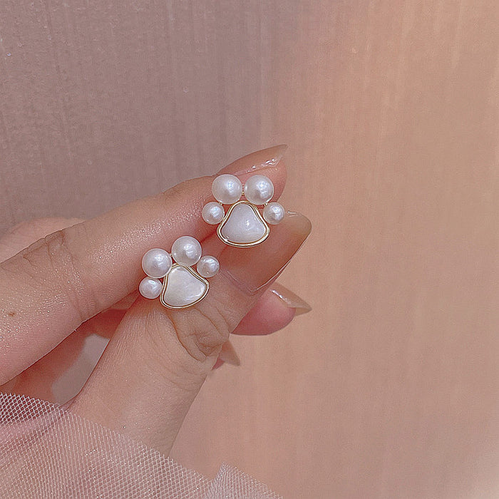 Wholesale White Pearl 925 Silver Stud Earrings MOQ≥2 JDC-ES-Jings001