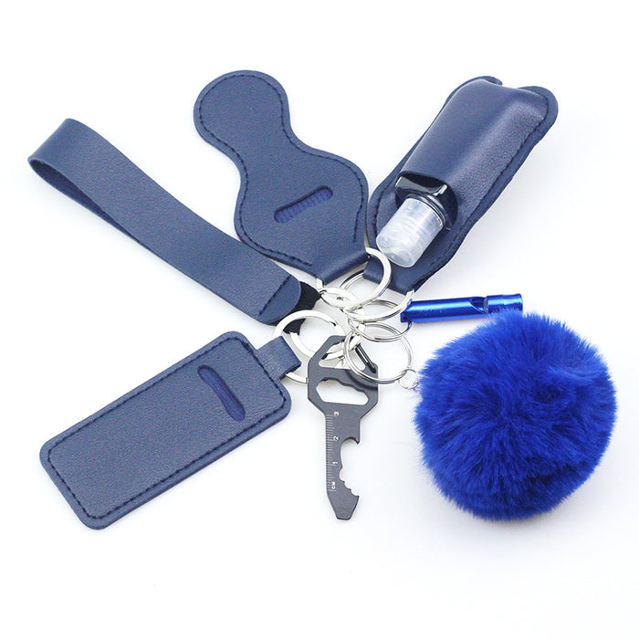 Wholesale Keychains Diving Cloth 7pcs Hand Sanitizer Holster Fur Ball MOQ≥2 JDC-KC-ChaoH055