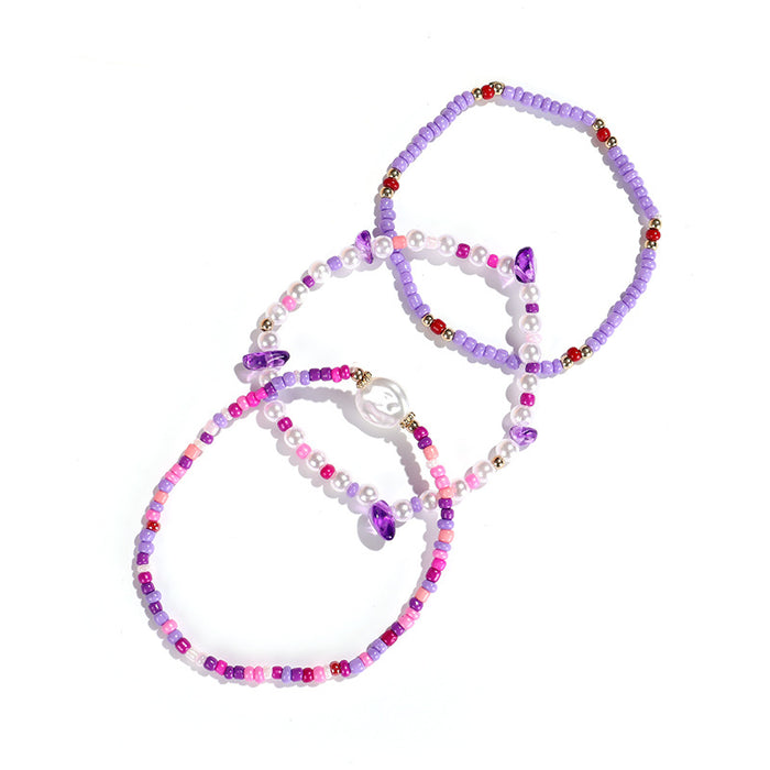 Wholesale Fashion Pearl Rice Bead Bracelet Three Pieces Colorful Beads JDC-BT-ZengZ008