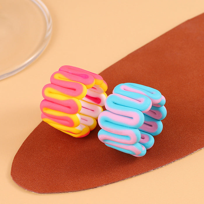Wholesale Cute Clay Ring Retro Exaggerated Multicolor JDC-RS-A106