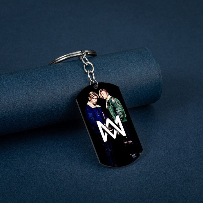 Wholesale Keychain Stainless Steel Singer Color Printing Pendant MOQ≥2 JDC-KC-HuanYu026