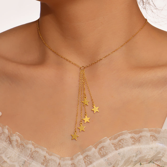 Wholesale Necklace Alloy Long Pentagram MOQ≥2 JDC-NE-YiD038