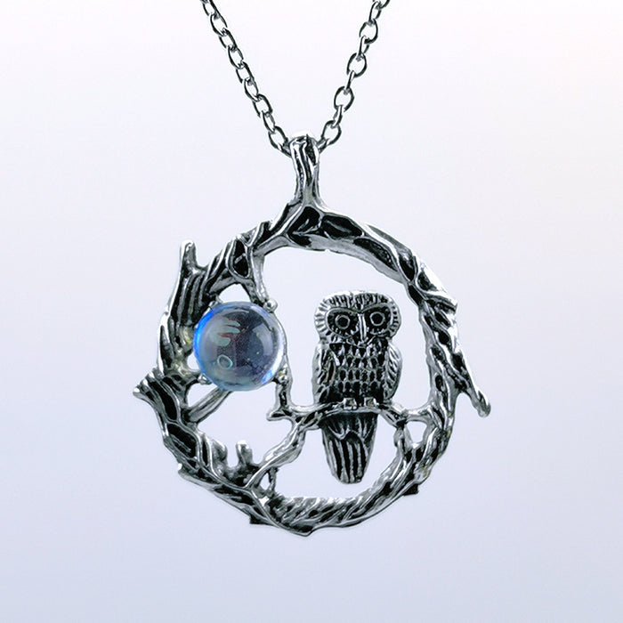 Wholesale Necklace Alloys Moonstone Pendant Bohemian Owl MOQ≥2 JDC-NE-JYS036