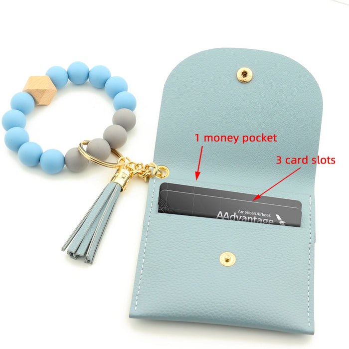 Wholesale Keychain Silicone Beaded Wallet Wrist Keychain MOQ≥2 JDC-KC-NuoYi005