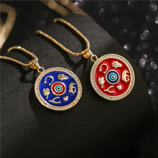 Jewelry WholesaleWholesale hot selling drip oil pendant necklace micro inlaid zircon JDC-NE-AG150 Necklaces 澳古 %variant_option1% %variant_option2% %variant_option3%  Factory Price JoyasDeChina Joyas De China