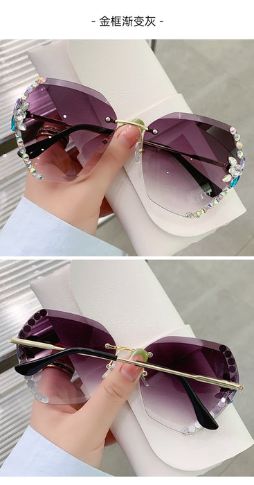 Diamante al por mayor Diamond Framed Edge Gafas de sol Mujeres Sol Protección UV JDC-SG-Zhanh006