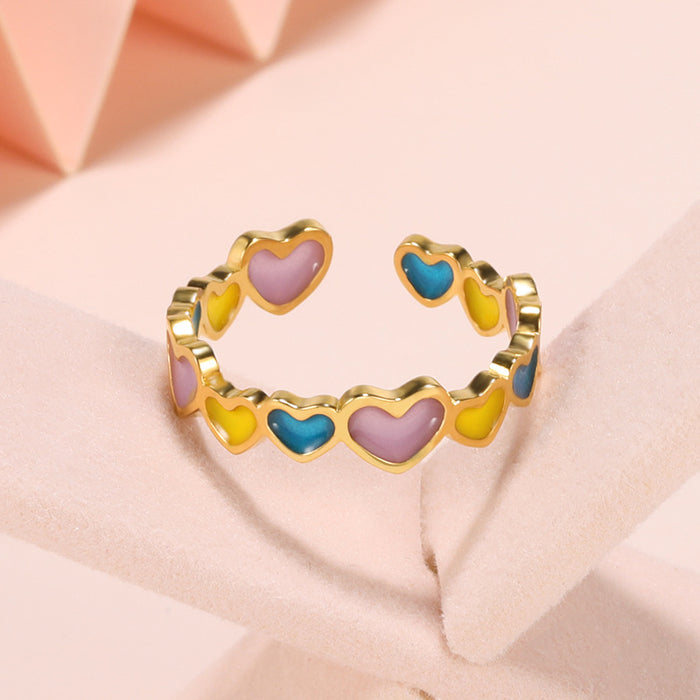 Wholesale Necklaces brass irregular heart-shaped luminous ring adjustable JDC-RS-MengJ003