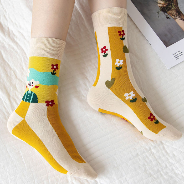 Calcetines de moda al por mayor calcetines altos calcetines creativos de dibujos animados JDC-SK-Mianzu003