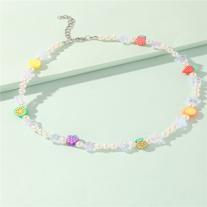 Wholesale Color Rice Beads Pearl Fruit Necklace JDC-NE-YueS001