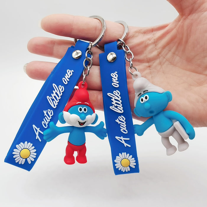 Wholesale Cartoon Smurfs PVC Soft Rubber Keychain JDC-KC-XiangY010