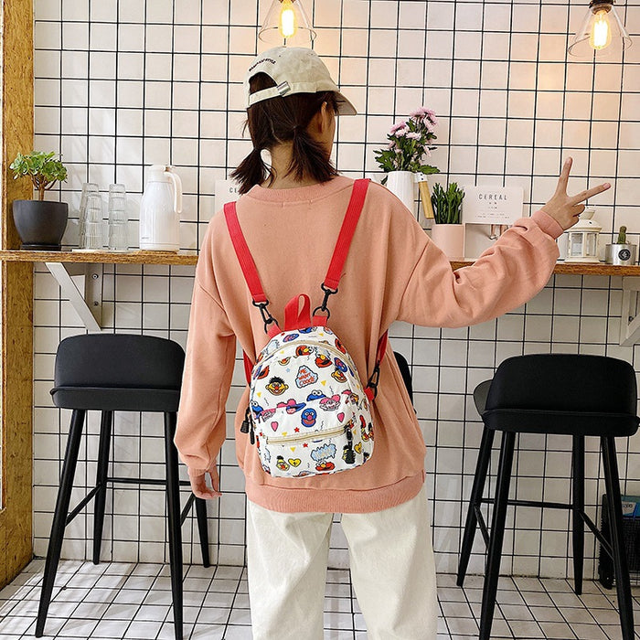 Wholesale Single Shoulder Dual Purpose Bag Sesame Street Canvas Backpack JDC-BP-Fuqian001