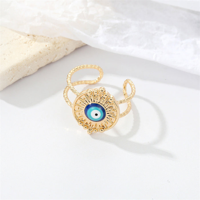 Wholesale Devil's Eye Alloy Ring MOQ≥6 JDC-RS-Juej010