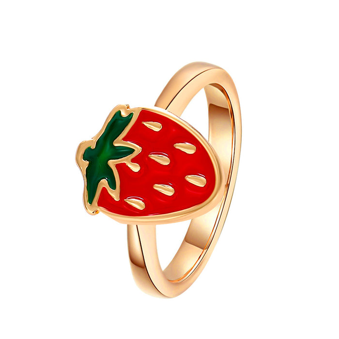 Wholesale Ring Alloy Small Mushroom Strawberry Open Ring JDC-RS-KAN004