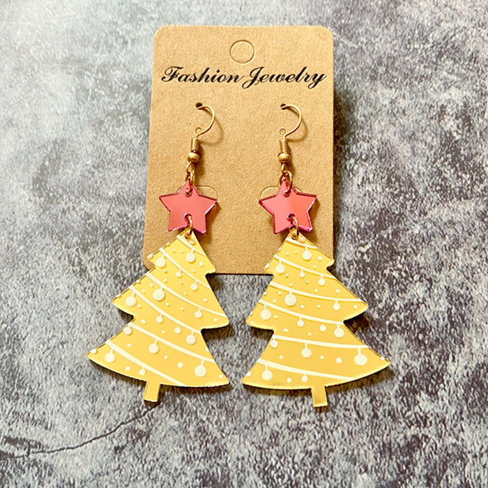 Wholesale Earrings Acrylic Christmas Tree Mirror Glitter MOQ≥2 JDC-ES-Qunyi022