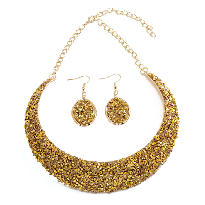 Wholesale Earrings Alloy Electroplated Diamond Collar Set MOQ≥2 JDC-ES-KaiQ048