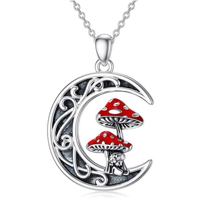 Wholesale jewelry design fashion unique moon red mushroom necklace MOQ≥2 JDC-NE-zhuyue007