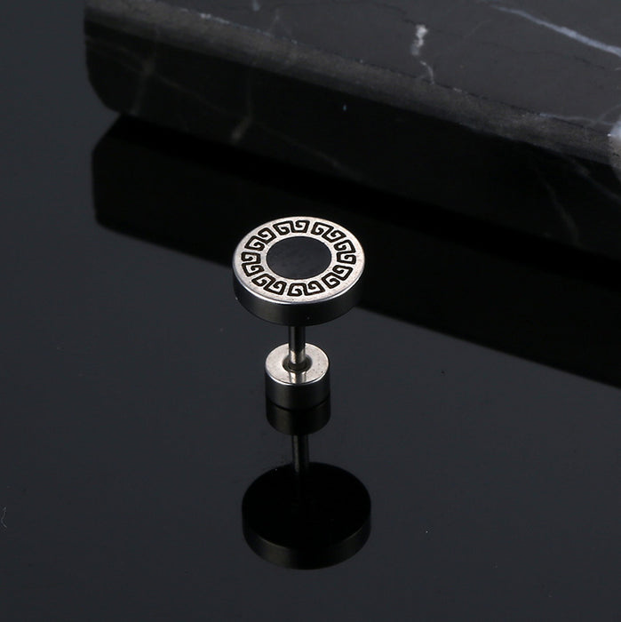 Wholesale Stainless Steel Roman Numeral Round Pie Stud Earrings MOQ≥2 JDC-ES-qiany003