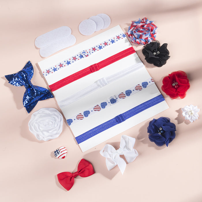 Wholesale 4th of July Kids DIY Head Ornament Accessories Independence Day Bow Headband JDC-HD-QiuN004