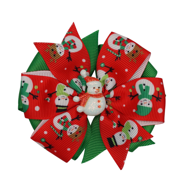 Wholesale Hair Clips Polyester Ribbon Christmas Girl Cartoon Bow MOQ≥5 JDC-HC-MNT002