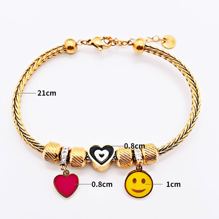 Wholesale Bracelet Titanium Steel Simple Heart Smiley Face JDC-BT-DingP012