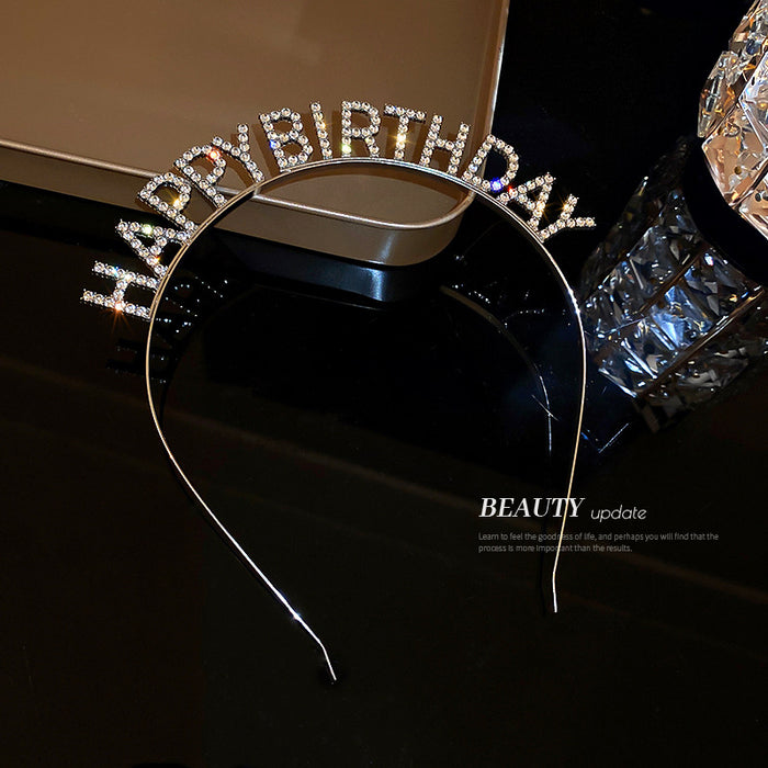 Jewelry WholesaleWholesale Happy Birthday Diamond-Encrusted Letter Hair Band JDC-HD-BaoY005 Headband 宝钰 %variant_option1% %variant_option2% %variant_option3%  Factory Price JoyasDeChina Joyas De China