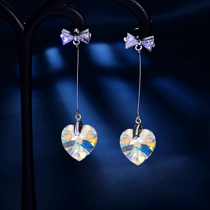 Wholesale Colored Crystal Glass Bow Earrings MOQ≥2 JDC-ES-JYS004