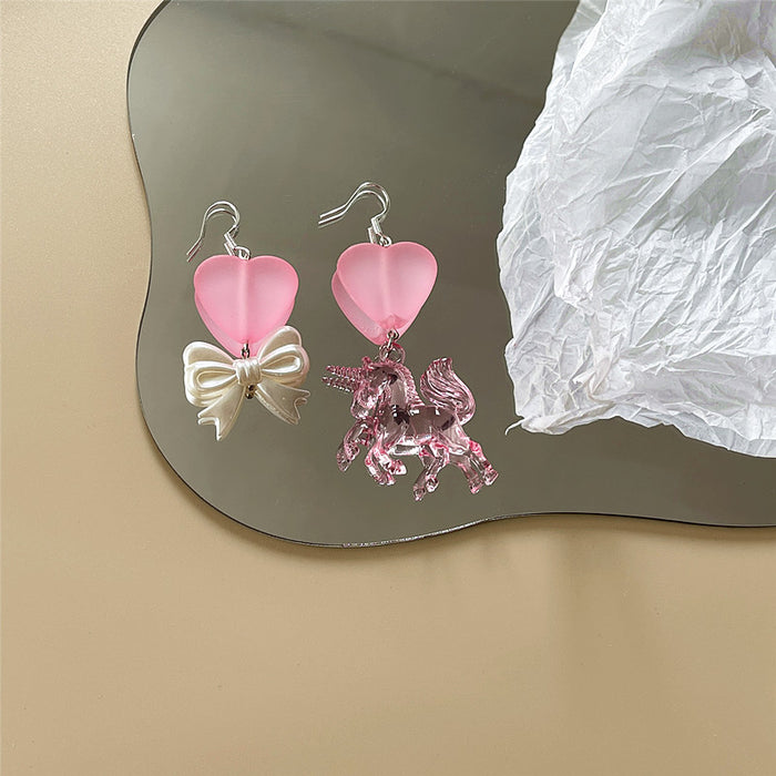 Wholesale Earrings Resin Heart Unicorn S925 Silver Needle JDC-ES-Shier012