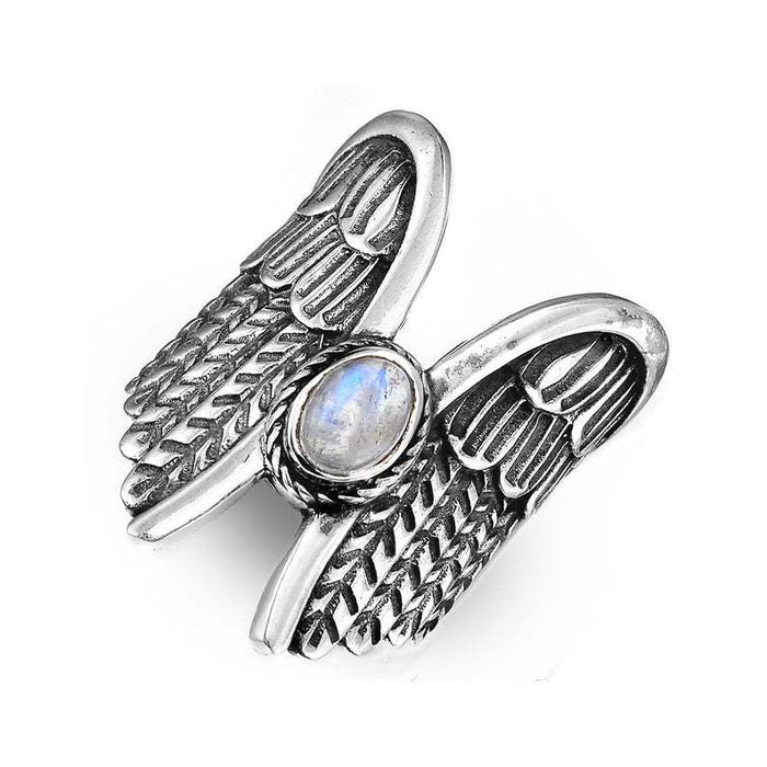 Wholesale Wings Angel Wings Moonstone Alloy Rings JDC-RS-Saip018