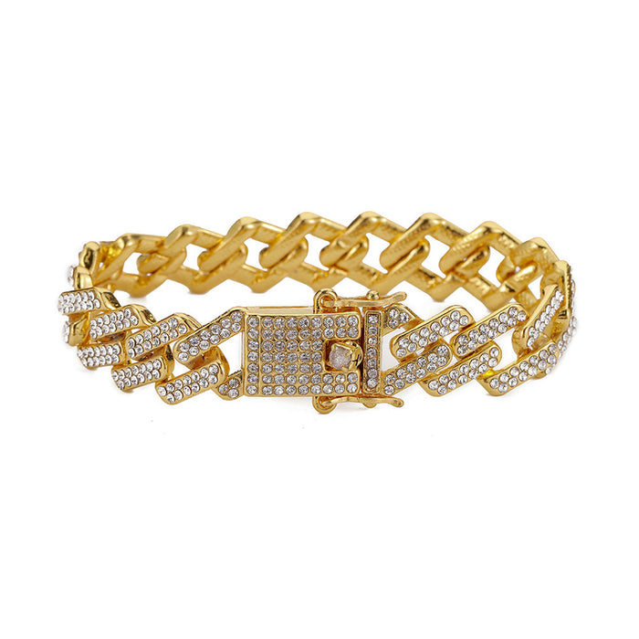 Wholesale hip hop full diamond bracelet trendy men street shooting diamonds JDC-BT-WeiX003