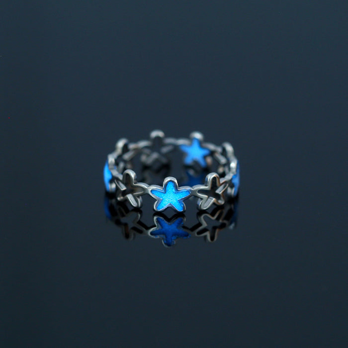 Corazón de acero inoxidable al por mayor Mariposa mariposa azul luminoso MOQ≥2 JDC-RS-DB001