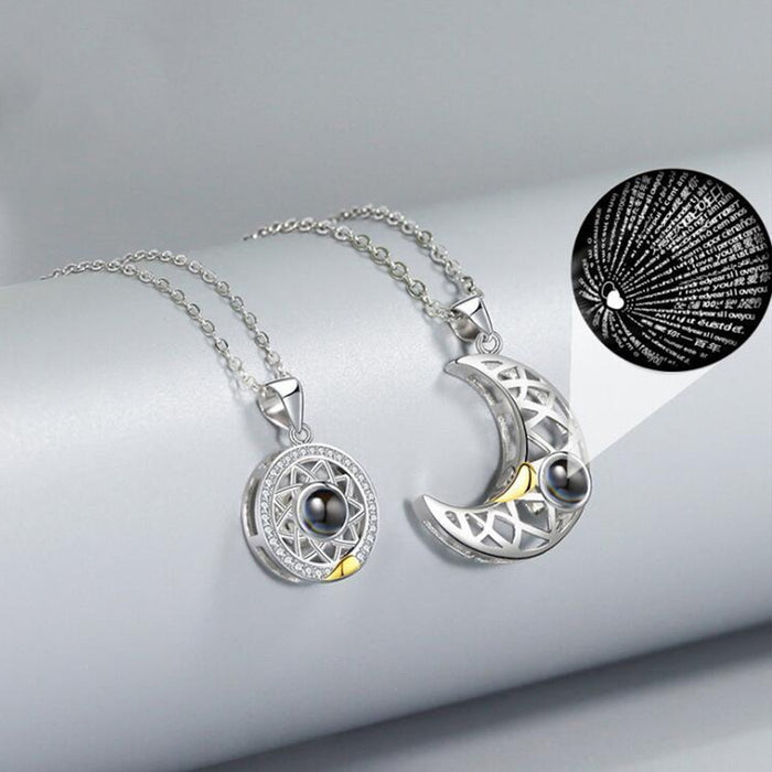 Wholesale Necklace Alloy Sun Moon Couple Projection Necklace JDC-NE-JiSha005
