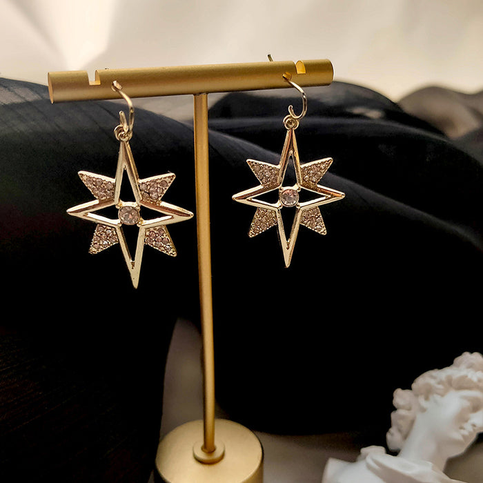 Wholesale Earrings Alloy Fairy Eight-pointed Star Diamonds MOQ≥2 JDC-ES-Xinai010