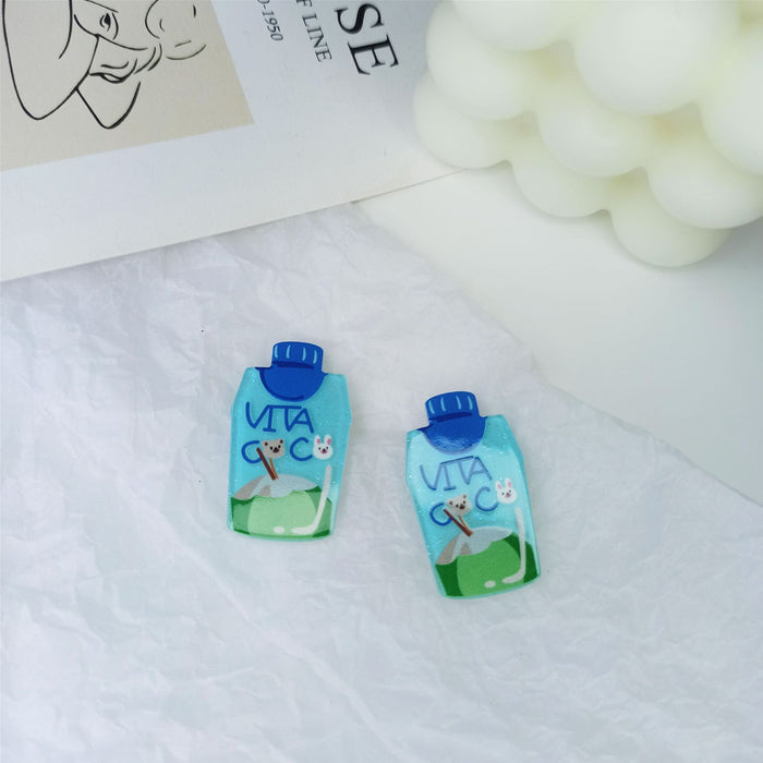 Wholesale earrings acrylic beverage bottle fruit JDC-ES-FX022