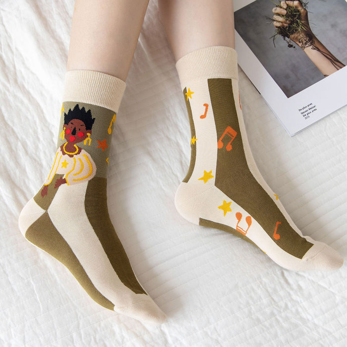 Chaussettes à la mode en gros chaussettes en coton chaussettes de dessins dessinés créatifs fleur jdc-sk-mianzu003